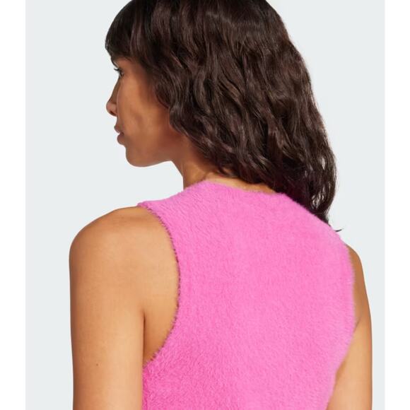 NEW ADIDAS ORIGINALS Fluffy Knitted Vest Women's Size Large Pink JW3648 - Picture 5 of 8